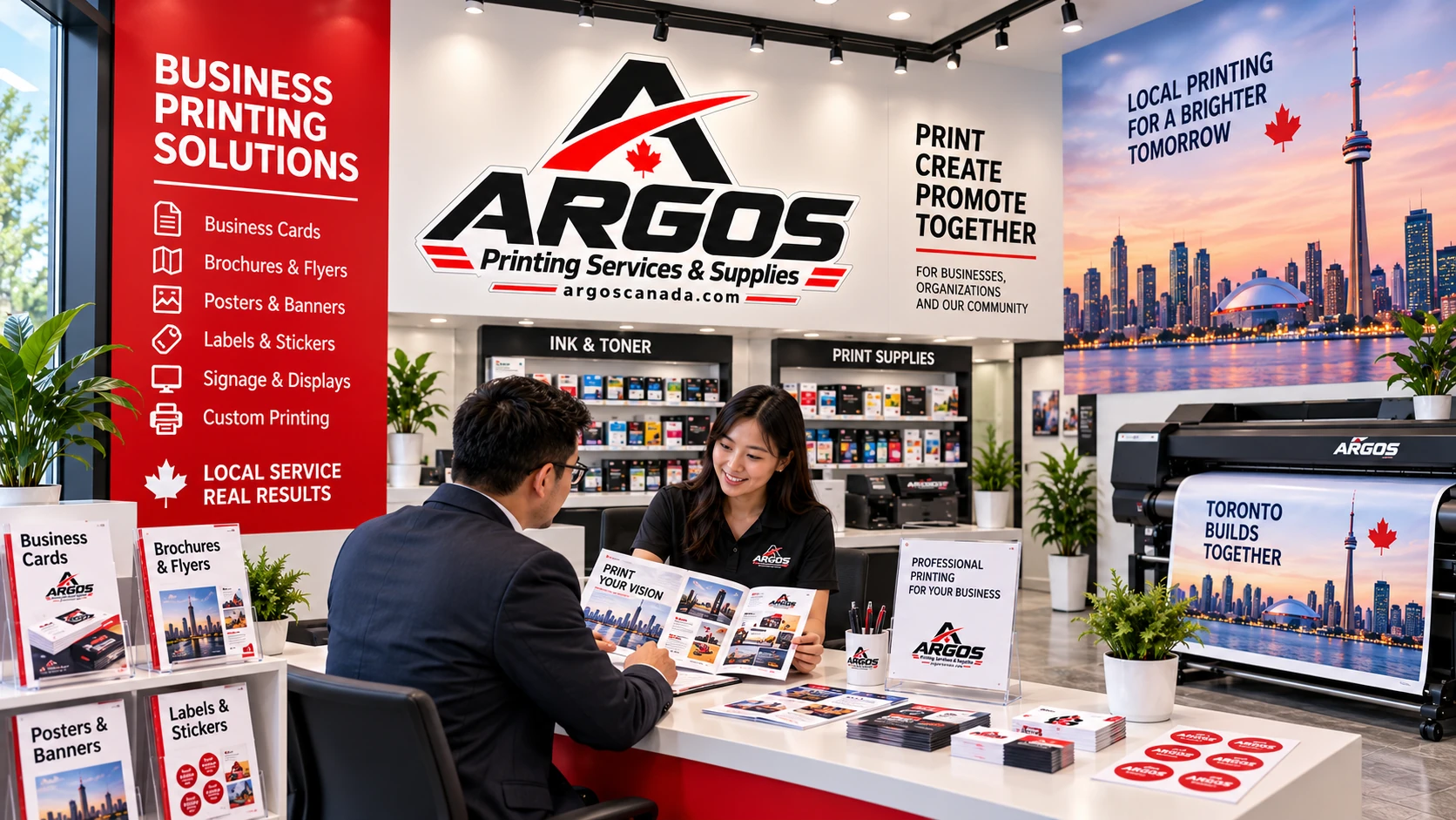 Illustrative Argos business printing consultation showroom